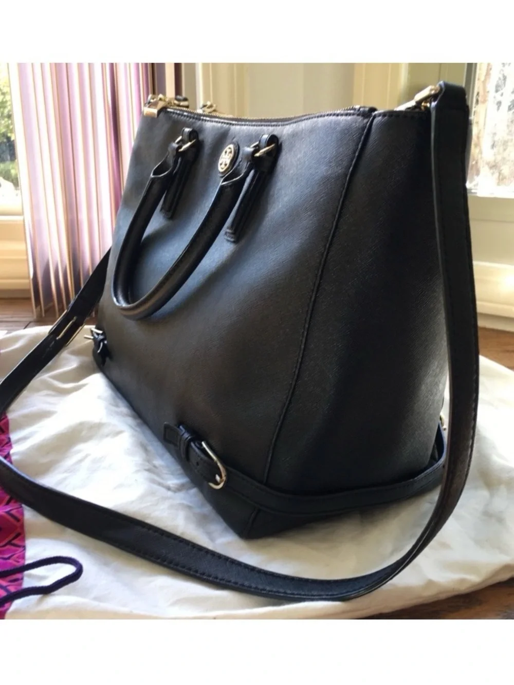 EUC TORY BURCH ROBINSON SAFFIANO LEATHER DOUBLE ZIPPER LARGE CONVERTIBLE XBODY